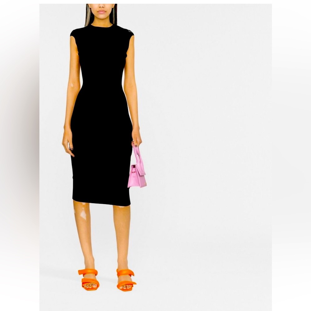 NWOT ELISABETTA FRANCHI Black Sheath Dress - Picture 3 of 14